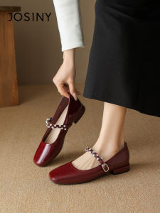 Josiny | Red French Style Low Heel Shoes