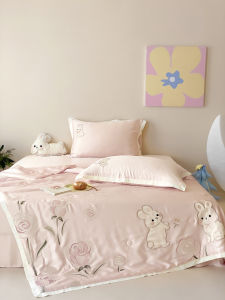 Cool Summer Bedding Set for Girls Cartoon Rabbit Child Thin Blanket