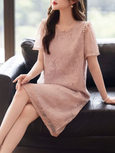 DAIXIANGFEIZI | Đầm Cỡ Lớn Thời Trang Tay Ngắn Có Thêu Khung Nhỏ