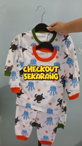 Setelan Piyama Bayi Baju Bayi Lengan Panjang Motif karakter Baby ANIMAL ZOO Anak Usia 3-18 Bulan.