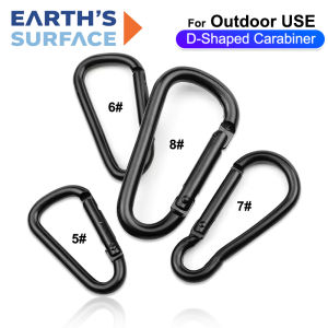 5Pcs Black Aluminum Alloy Carabiners - Heavy Duty Spring Snap Clips for Outdoor Use Multi-Function Hooks for Water Bottle