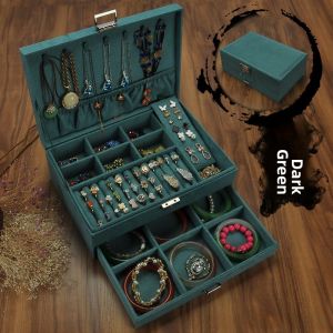Large Capacity Jewelry Box Vintage Treasure Chest Earring Stud Necklace Bracelet Ring Storage Box Elegant Organizer Case