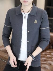 HENGYUANXIANG | High-End Knitted Cardigan Sweater For Men Casual Turn-down Collar Knitwear Spring Autumn New Style Fashionable Urban Leisure