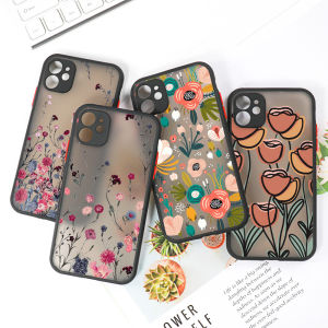 Hard Matte Phone Case For iPhone 11 13 Pro Max 14 15 XR X 7 8 Plus SE 2020  12 Mini 13promax Lens Protection Flower Fundas Cover