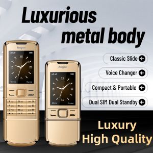 8800 Classic Retro Slider Senior Phone Dual SIM Metal Body Speed Dial Blacklist Durable Elderly Mobile Phone Big Button Luxury