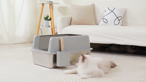 stainless steel cat litter box [ Free Bundle with Cat litter mat and shovel]