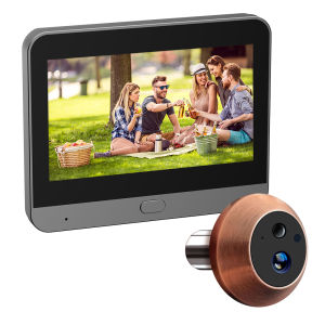 Mini WiFi Tuya SmartLife APP 3MP Digital Peephole Viewer No Glow Night Vision PIR Motion Detection Cat Eye Door Battery Camera
