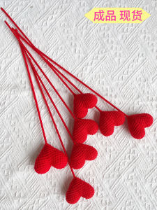 Handmade Crochet Heart Flower Bouquet Finished Product Creative Qixi Festival Valentines Day Gift Mid-Autumn National Day Gift