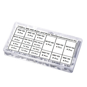 176pcs Stainless Steel M6 M8 M10 Bolts and Nuts Set with Washers - Heavy Duty Industrial Fasteners