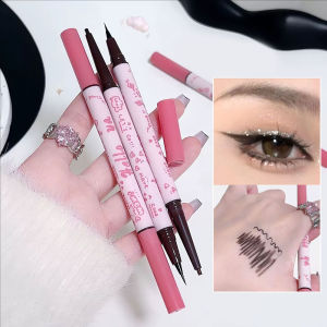 Dorisna Dual-Ended Eyeliner Ultra-Fine Liquid Liner & Gel Pencil 2 in 1 Long-Lasting Smudge-Proof Waterproof Eyeliner Brown Black