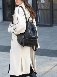 Pure Cowhide Leather Womens Backpack Soft Leather Youth Personality Versatile Trendy Korean Style Casual Daypack Shoulder Bag