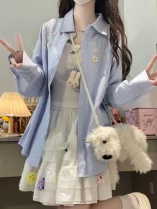 Áo Sơ Mi Nữ Tay Dài Cotton Sọc Phong Cách Hàn Quốc Siêu Thanh Lịch Dáng Rộng Áo Lót Bên Trong Áo Khoác Ngoài Áo Dài Tay