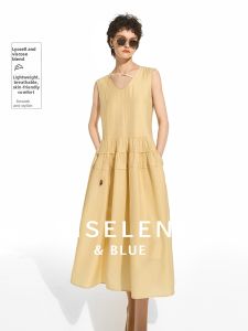 BEIQIANI | Lightweight Summer Maxi Dress A-line Sleeveless Round Neck Pleated