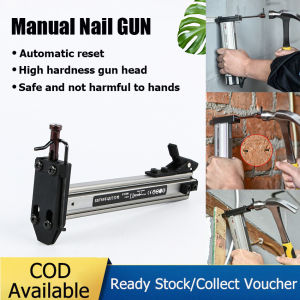 Manual Nail Tool - Heavy Duty Steel Nailer for Woodworking & Concrete Walls Professional U-Shaped Staple Tool with Anti-Slip Grip