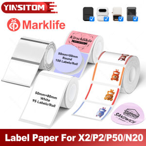 Sticker Thermal Label Paper Roll White Color Transparent Holographic Compatible with Marklife P50 or M220 M110 E210 Label Printe