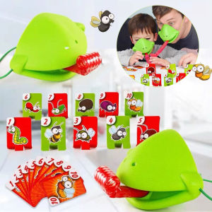 Funny Lizards Mask Toy Frog Tongue-Sticking Toy Two-player Card Game Desktop Interactive Toys Parent-child Party Games