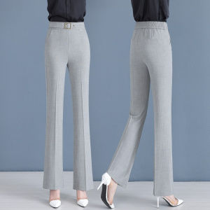 Quần Ống Loe Cạp Cao Bằng Lụa Băng Mỏng Cho Nữ Mùa Hè 2024 Quần Dài Đến Mắt Cá Chân Phong Cách Mới Quần Tây Ống Rộng Đa Năng