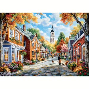 Jigsaw Puzzle 500/1000/1200/2000PCS Afternoon Street Art Cityscape - Premium Cardboard Home Decor & Holiday Gift 50*70cm