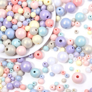 30-100pcs/lot 6-16mm Macaroon Color Acrylic Beads Round Spacer Loose Beads For Jewelry Making DIY Bracelet Necklace Accessories