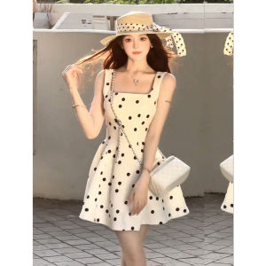 Váy Chữ a Không Tay Cổ Vuông Thanh Lịch Mùa Hè Mới Cho Nữ Váy Bó Eo Cao Váy Công Sở Chất Liệu Khác 100%