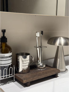 Bathroom Stainless Steel Toothbrush Holder Rack Wooden Drain Basket Tooth Cup Dryer Shelf Bathroom Storage Organizer