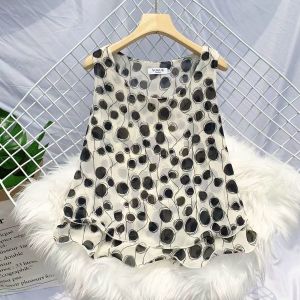 Áo Vest Chiffon Không Tay Mùa Hè Rộng Rãi Cổ Tròn Dài Thường Tay Bảy Áo Vest Nữ Họa Tiết Hoa Đơn Giản Mặc Thường Ngày