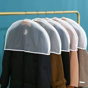 White PEVA Garment Covers Translucent Breathable Suit Dust Covers Shoulder Protectors for Clothes Coats Jackets Wardrobe Storage