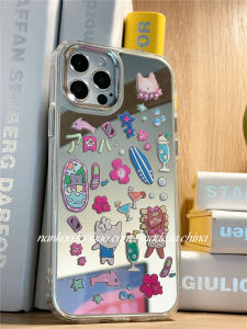 เคสโทรศัพท์มือถือแบบกระจกสำหรับสาวน้อย ป้องกันการตกหล่นแบบเต็มจอ สำหรับงานปาร์ตี้ชายหาดในฤดูร้อน สำหรับ Apple 16PLUS iPhone 15ProMax 14 รุ่นใหม่ 13 กระจกสำหรับแต่งหน้า