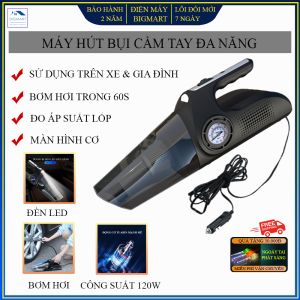 Máy hút bụi xe ô tô cầm tay đa năng tích hợp bơm lốp ô tô cao áp 4 trong 1 - hút bụi bơm lốp đo áp suất lốp đèn pin
