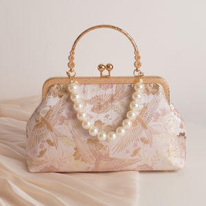 Retro Style Handbag for Women Suitable for Cheongsam Ancient Chinese Costume Small Square Bag Metal Chain Shoulder Handle