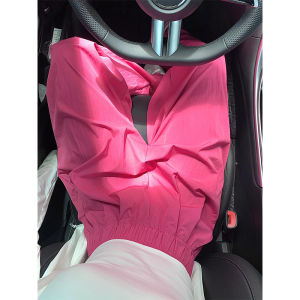 Pink Casual Wide Leg Pants High Waist Long Trousers Draping Sensation Summer 2024 New Textured Womens Harem Pants