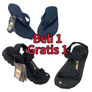 SANDAL PRIA GUNUNG KOMBINASI BONUS  CAPIT GUNUNG OUTDOOR SPORT TRAVELING SANTAI CASUAL SEHARI PREMIUM