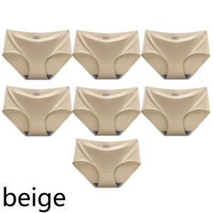 FallSweet 7PCS Seamless Ice Silk Panties for Women Plus Size Mid-Waist Briefs Soft Comfortable Breathable Underwear Lingerie