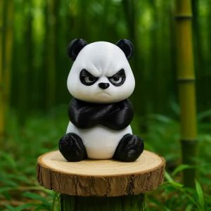 1‑Piece 3D‑Printed Angry Panda Figurine Home‑Office Decor Ornament Holiday Gift