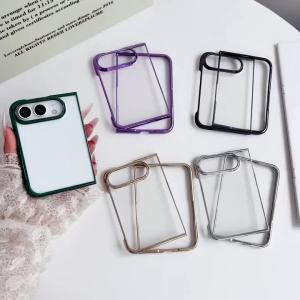 szhaiyu | For iPhone Duo iPhone 18 Fold Electroplated Transparent Acrylic Phone Case With Lens Shockproof Bumper Ultra Slim Cover Funda