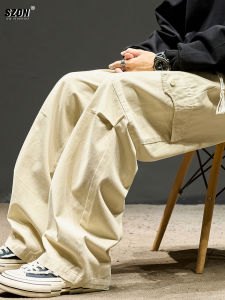 กางเกงลำลองชายผ้าขนแกะหนาสไตล์ย้อนยุคญี่ปุ่น กางเกงขายาวทรงตรง กางเกงขายาวทรงทหารฤดูใบไม้ร่วงและฤดูหนาว กางเกงขายาวทรงหลวม