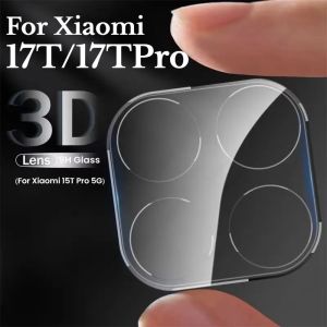 1-3Pcs Clear Crystal 3D Curved Tempered Glass Camera Lens Flim Cap For Xiaomi 17T 15T 14T Pro Rear Anti-Scratch Protective Cover