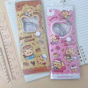 ไม้บรรทัดลายหมีเนยสุดสร้างสรรค์ ไม้บรรทัดการ์ตูนน่ารัก ไม้บรรทัดอะคริลิกรูปคลื่น เครื่องมือวาดเส้น เครื่องเขียนโรงเรียน อุปกรณ์สำนักงาน