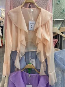 Áo Khoác Che Nắng Voan Tay Dài Cổ Chữ V Dáng Rộng Mùa Hè 2024 Áo Khoác Cardigan Ngắn Thời Trang Cho Nữ