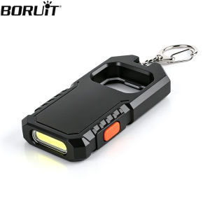 Boruit | BORUiT LED Keychain Flashlight Mini Pocket Light With Bottle Opener Type-C Rechargeable Torch Outdoor Camping Emergency Lantern