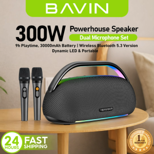 BAVIN BM50 300W / BM52 80W Portable Wireless Bluetooth Speaker +30000mAh /12000mAh Powerbank Function w/Mic Dynamic LED