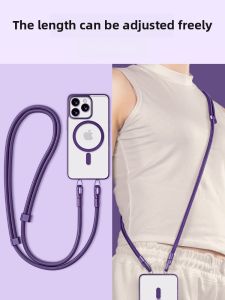 Durable Double Buckle Mobile Phone Lanyard Crossbody Neck Hanging Mens Short Wristband Womens Long Rope Back Clip Phone Case Anti-Lost Solid Alloy