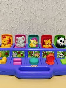 Animal Pop-Up Hide-And-Seek Button Surprise Switch Box Cause-Effect Educational Toys for Children Age 3 Static Model Toy