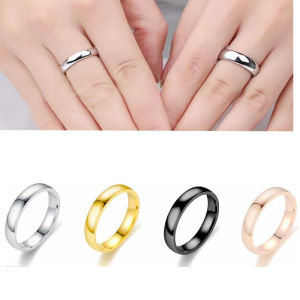 Cincin Titanium 18K Emas Cincin Pernikahan Pria Wanita#T07