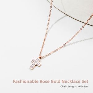 SHISHANGMEIDI | Retro Cross Pendant Necklace Rose Gold