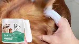 YEGBONG | Pet Ear Cleaning Finger Wipes Disposable Ear Cleaner Remove Mites Earwax Buildup Eye Tear Stains Cats Dogs Ear Finger Cots 50pcs