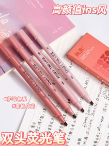 Double-Head Fluorescent Pen High Capacity Silver Glowing Colorful Marking Pen for Students Note-Taking Hand Copy Report Scrapbooking