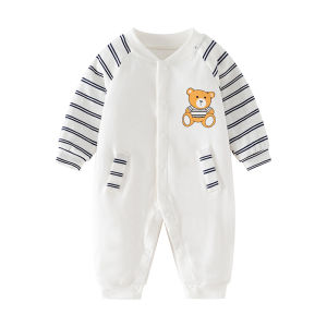 Pure Cotton Spring Autumn Long Sleeve Onesie for Newborn Babies Boys Girls Outfit 0-6 Months Breathable Moisture Wicking
