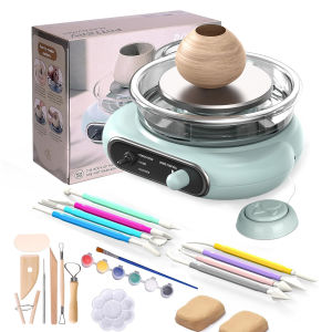 4.7" Mini Pottery Wheel Kit Turntable Electric Clay Wheel Ceramic Making Machine with Pottery Shaping Tools Craft Kits for Kids