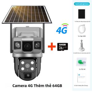 Camera Năng Lượng Mặt Trời V380 Pro 4G SIM Camera Kép Tích Hợp Cảm Biến Chuyển Động PIR Xoay PTZ Camera IP CCTV An Ninh Ngoài Trời Sử Dụng Pin